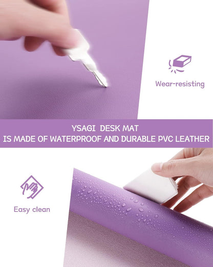 YSAGi Non-Slip Leather Desk Pad, Waterproof Laptop Computer Desk Keyboard Mat, Table Protector Blotter Mat, Large Mouse Pad for Office/Work/Home/Decor(Dark Brown, 31.5" x 15.7")