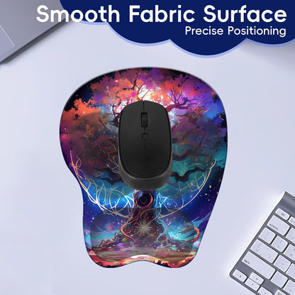 Wrist Support Mouse Pad Anti Slip Rubber Wrist Rest Mousepad 9in X 8in Small Desktop Notebook Mouse Mat for Working and Gaming (M-Pink Floral)