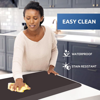 KitchenClouds Kitchen Mat Cushioned Anti Fatigue Rug 17.3"x28" Water Resistant, Non Slip, Standing and Comfort Desk/Floor Mats for House Sink Office (Black)