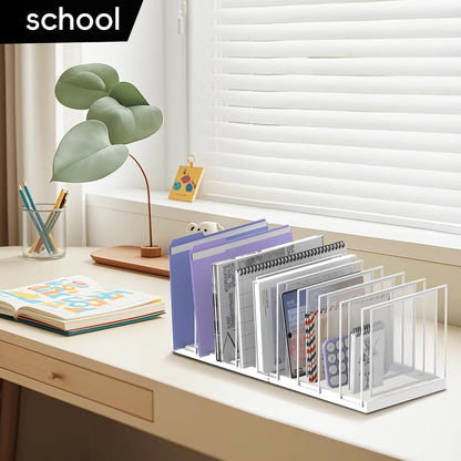 File Organizer for Desk, 5-Section Vertical File Sorter, Paper Holder Organizer Standing Metal File Folder for Office Home Classroom, Black