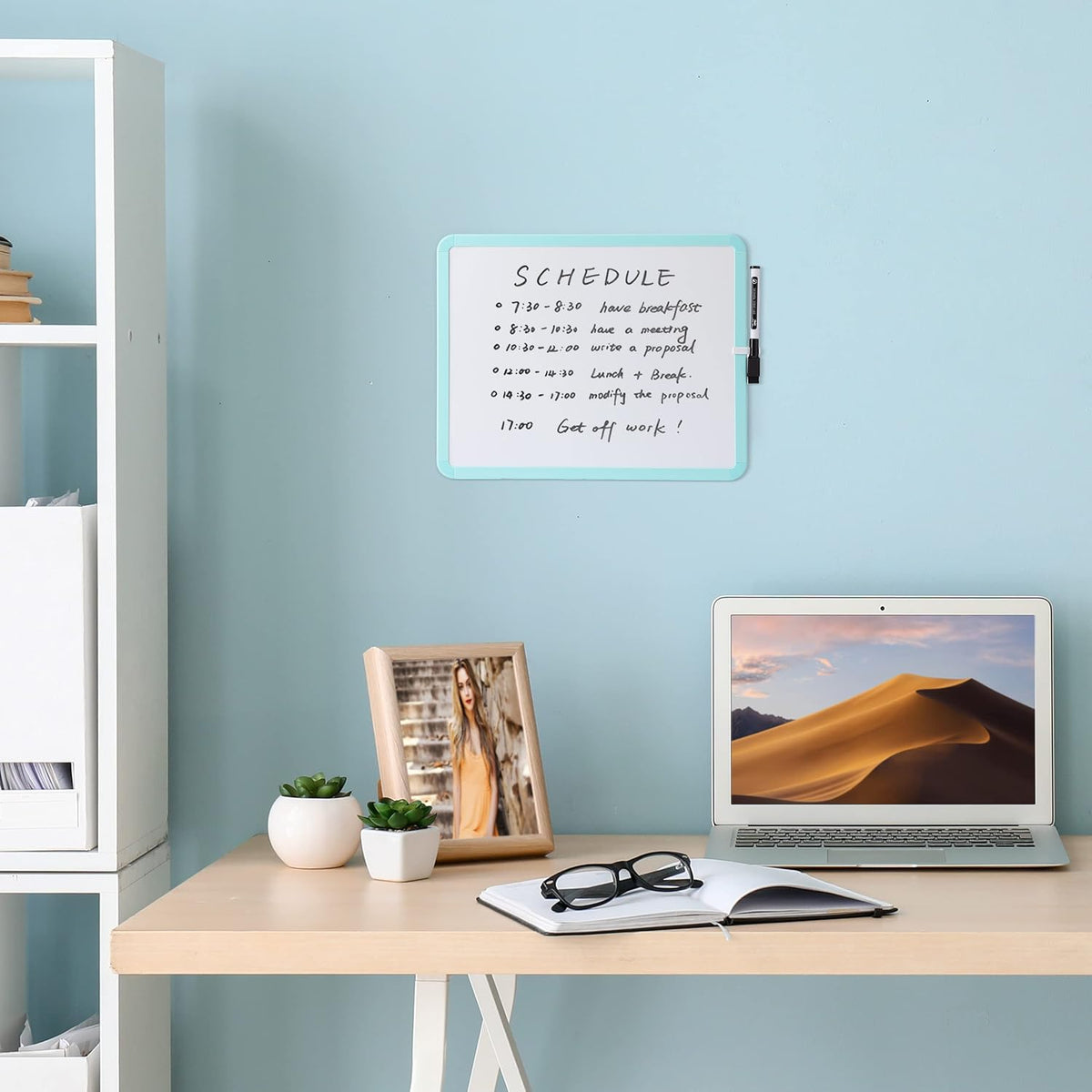 Dry Erase Board, 14” x 11”, White Frame