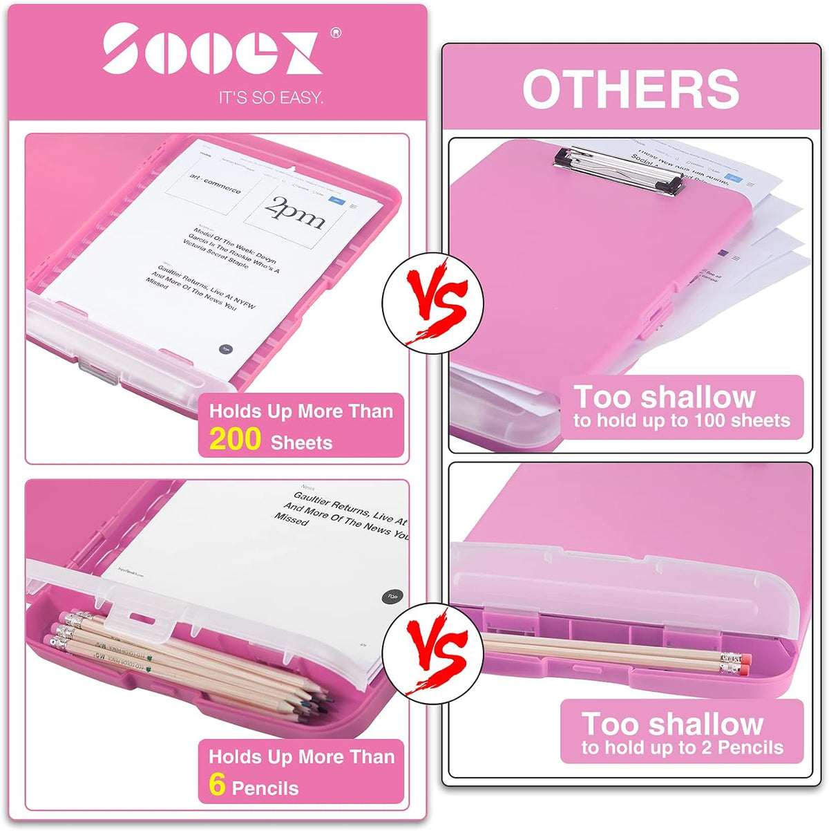 Clipboard with Storage, Clip Board 8.5 x 11 with Pen Holder, High Capacity Plastic Organization Case Box for Letter Legal A4 Size Paper, Nurses Teachers Must Haves, School & Office Supplies
