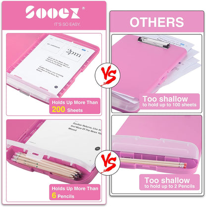 Clipboard with Storage, Clip Board 8.5 x 11 with Pen Holder, High Capacity Plastic Organization Case Box for Letter Legal A4 Size Paper, Nurses Teachers Must Haves, School & Office Supplies