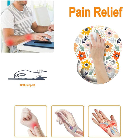 Wrist Support Mouse Pad Anti Slip Rubber Wrist Rest Mousepad 9in X 8in Small Desktop Notebook Mouse Mat for Working and Gaming (M-Pink Floral)