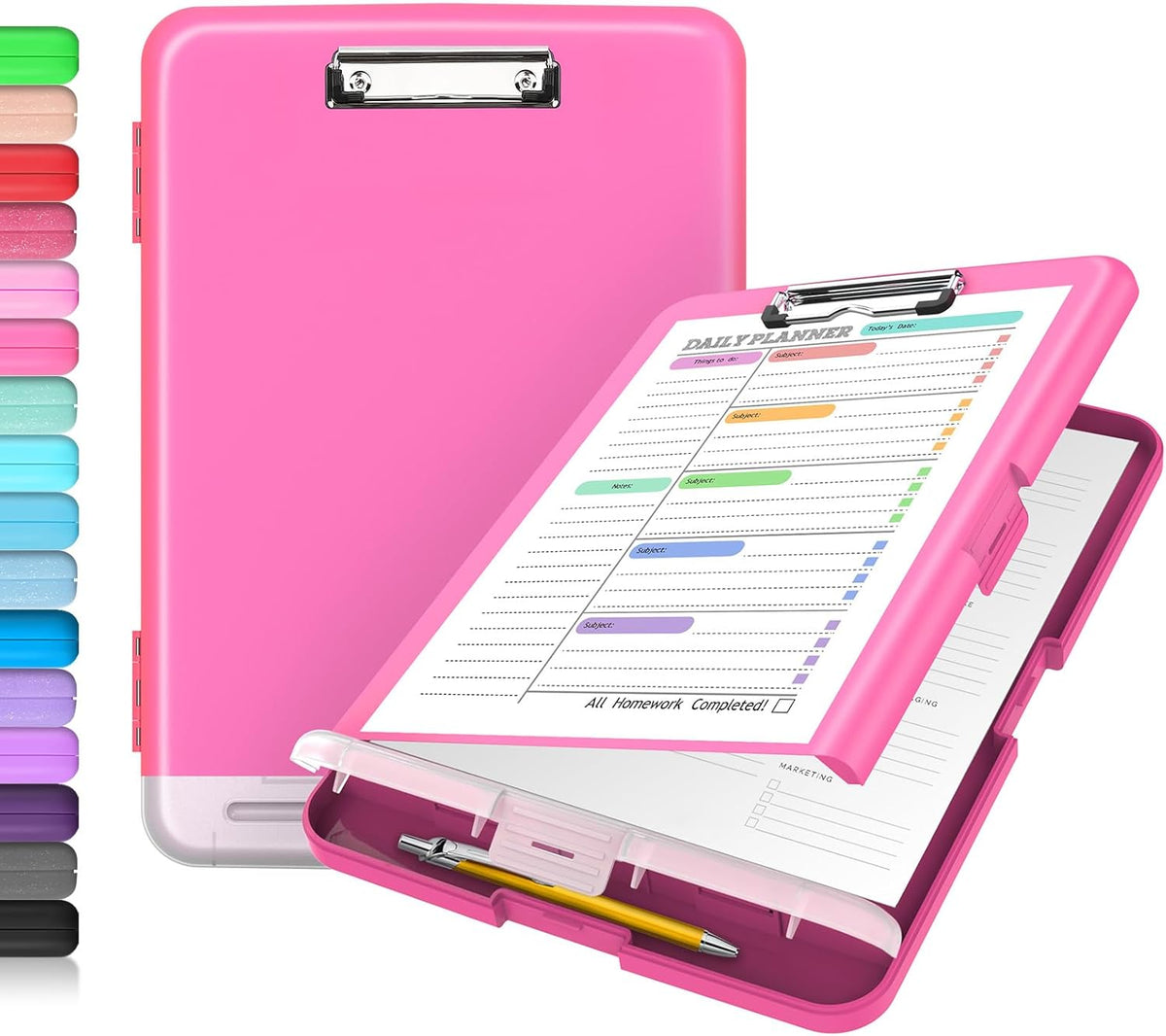 Clipboard with Storage, Clip Board 8.5 x 11 with Pen Holder, High Capacity Plastic Organization Case Box for Letter Legal A4 Size Paper, Nurses Teachers Must Haves, School & Office Supplies