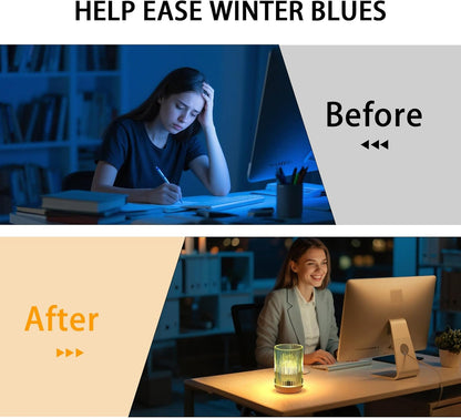 Battery Operated Lamp, Cordless Table Lamp with Timer, Desk Bedside Lamps with LED Warm Light, Glass Small Table Lamp for Bedroom, Bathroom, Living Room, Home Decor - Amber