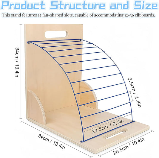 CuleedTec Clipboard Holder, Clipboard Storage Rack | Wooden Clipboards Stand with Sturdy Metal Shelf | Clipboard Organizer for Classroom, Office, and Home (Assembly Required) (2 PCS)