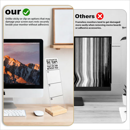 Monitor Memo Board with Removable Wooden Base Acrylic Portable Sticky Note Holder, It is Okay to Acrylic Message Board Sign, Office Desk Desk Set Sticky Notes 100 Sheets