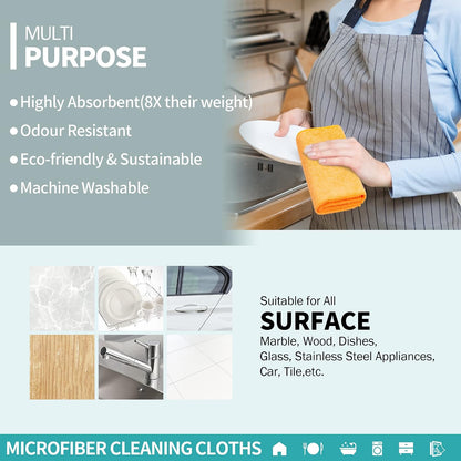 Microfiber Cleaning Cloth, Cleaning Rags Microfiber Towel Bulk Absorbent Lint-Free Wash Cloths, All-Purpose Shop Towels for Cars, Automotive, Garage, Home & Kitchen 11.5"*11.5"