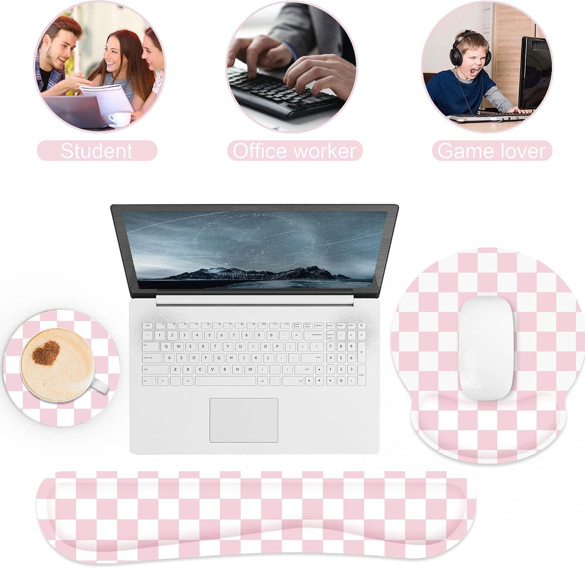 Ergonomic Mouse Pad with Wrist Rest and Keyboard Wrist Rest, Mousepad