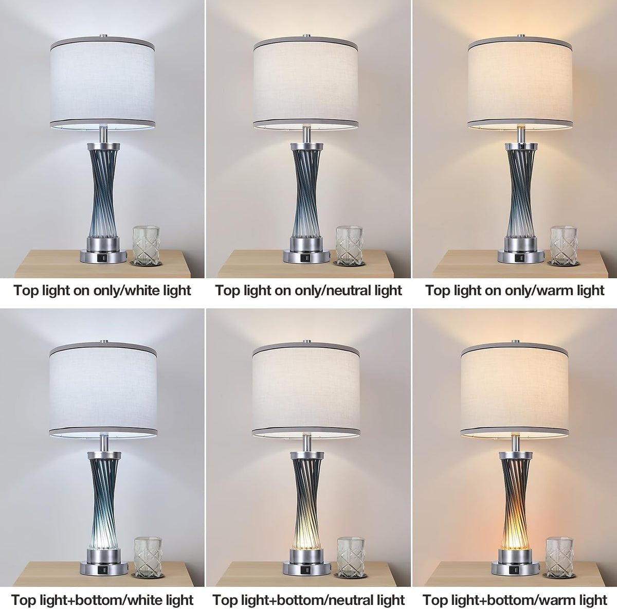 Small Bedside Table Lamp for Bedroom - Reading Desk Lamp with 3 Color Temperatures，15.5" Nightstand Ceramic Lamp with Fabric Shade for Kids Room,Living Room,Dorm,Home Office (Green)