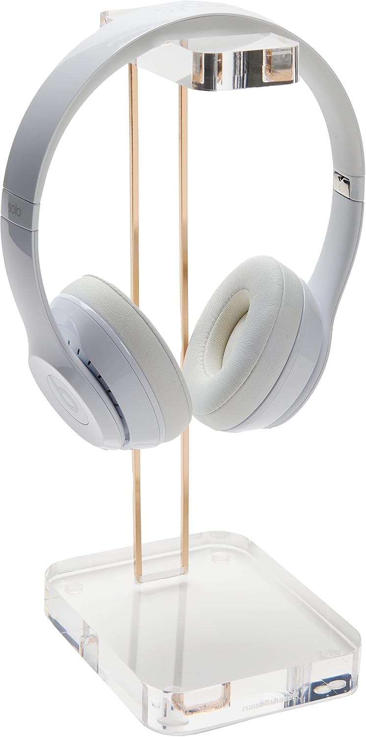 Acrylic Headphone Stand with Gold Hardware, Clear