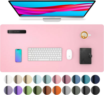 Aothia Leather Office Desk Pad Protector, Non-Slip PU Leather Desk Blotter, Waterproof Laptop Writing Mouse Pad for Office and Home, Black, 31.5" x 15.7" - Colors B