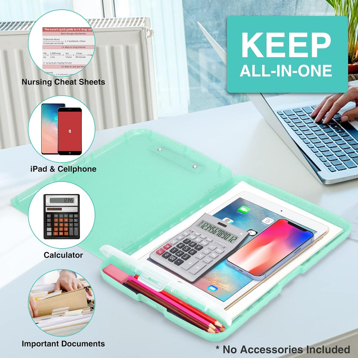 Clipboard with Storage, Clip Board 8.5 x 11 with Pen Holder, High Capacity Plastic Organization Case Box for Letter Legal A4 Size Paper, Nurses Teachers Must Haves, School & Office Supplies