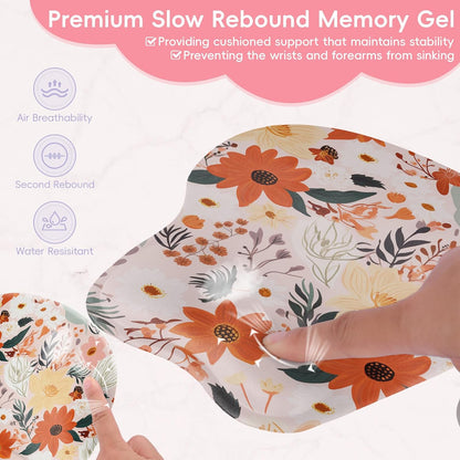 Wrist Support Mouse Pad Anti Slip Rubber Wrist Rest Mousepad 9in X 8in Small Desktop Notebook Mouse Mat for Working and Gaming (M-Pink Floral)