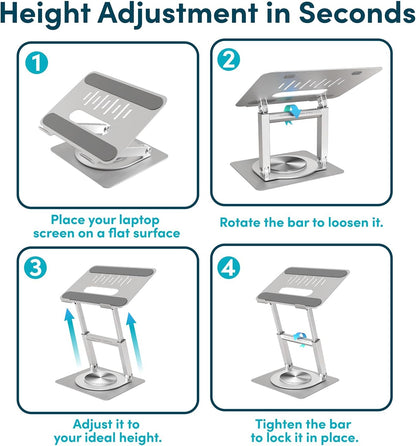 Lifelong Ergonomic Adjustable Laptop Stand for Desk, Extra Tall 20” Height Aluminum Laptop Riser, Portable Foldable Computer Stand, Fits 10-17” Laptops for Office Meetings, Teamwork & Desk Setup