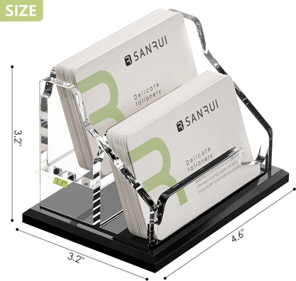 Black Business Card Holder for Desk 1 Slot Clear Acrylic Horizontal