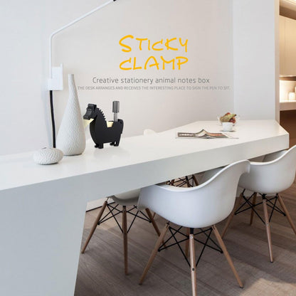 Memo Holder Desktop Note pad Dispenser Horse Pen Holder Multi-Functional Clip for Note Short Note pad,2 Packs memo (Horse, Black)