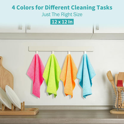 Microfiber Cleaning Cloth, Cleaning Rags Microfiber Towel Bulk Absorbent Lint-Free Wash Cloths, All-Purpose Shop Towels for Cars, Automotive, Garage, Home & Kitchen 11.5"*11.5"