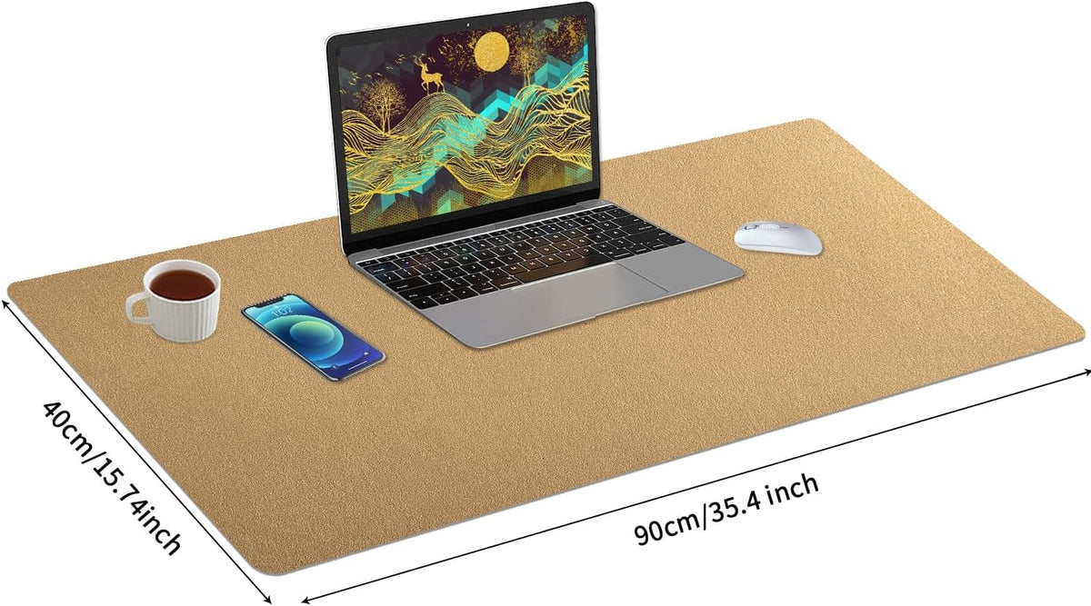 Bloss Leather Desk Pad and Keyboard Wrist Rest, Large Mouse Pad + Keyboard Pad+Mouse Wrist Support, Non-Slip Desk Mat Protector for Office, Home(31.5×15.7 Inches,Beige) - Colors A