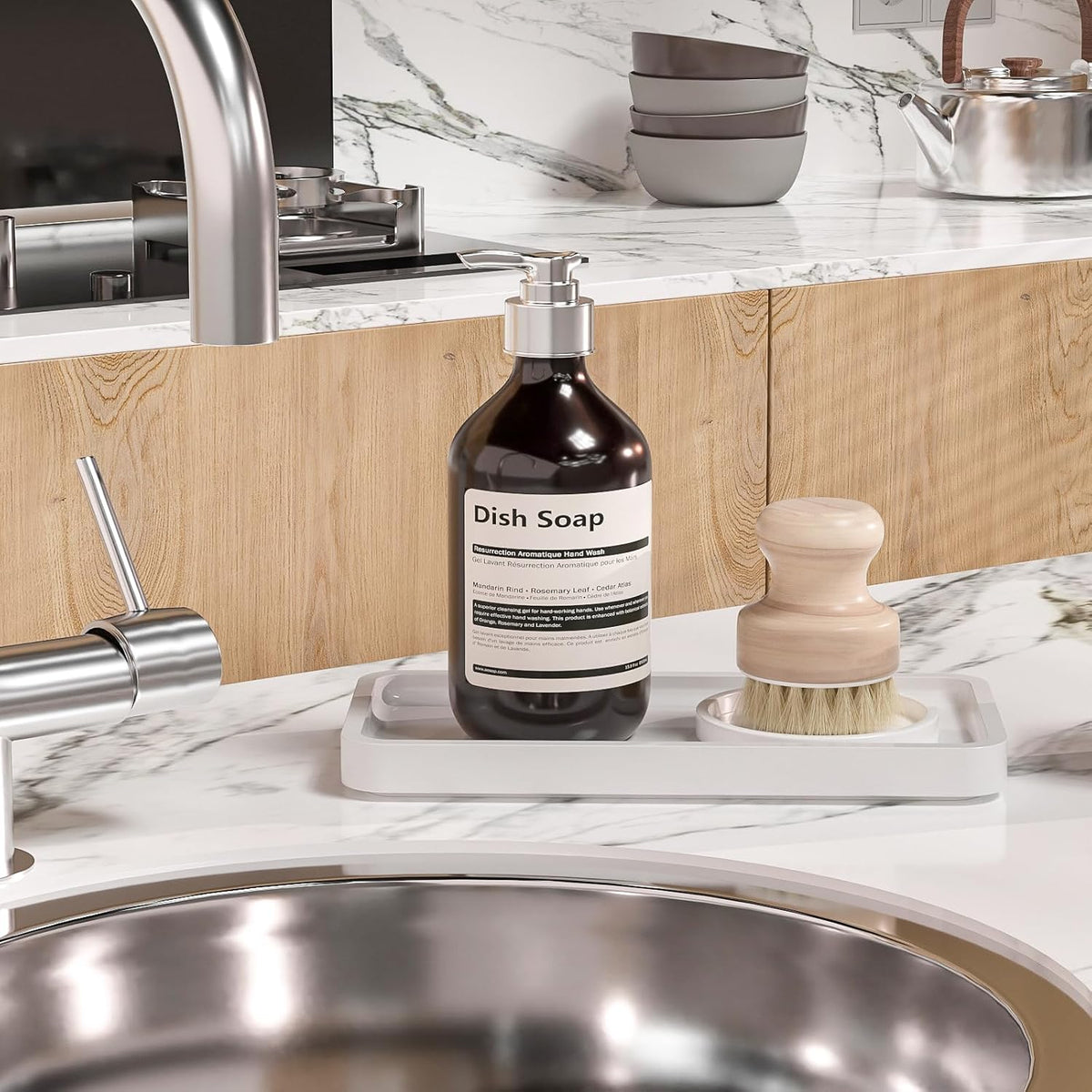 Small Bathroom Vanity Tray for Countertop Makeup Perfume Jewelry Decor Candle Keys, Small Black Kitchen Tray for Soap Dispenser Spice Bamboo Toilet Tray 7.9" L x 4" W x 0.79" H
