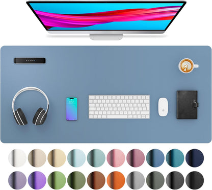 Aothia Leather Office Desk Pad Protector, Non-Slip PU Leather Desk Blotter, Waterproof Laptop Writing Mouse Pad for Office and Home, Black, 31.5" x 15.7" - Colors B