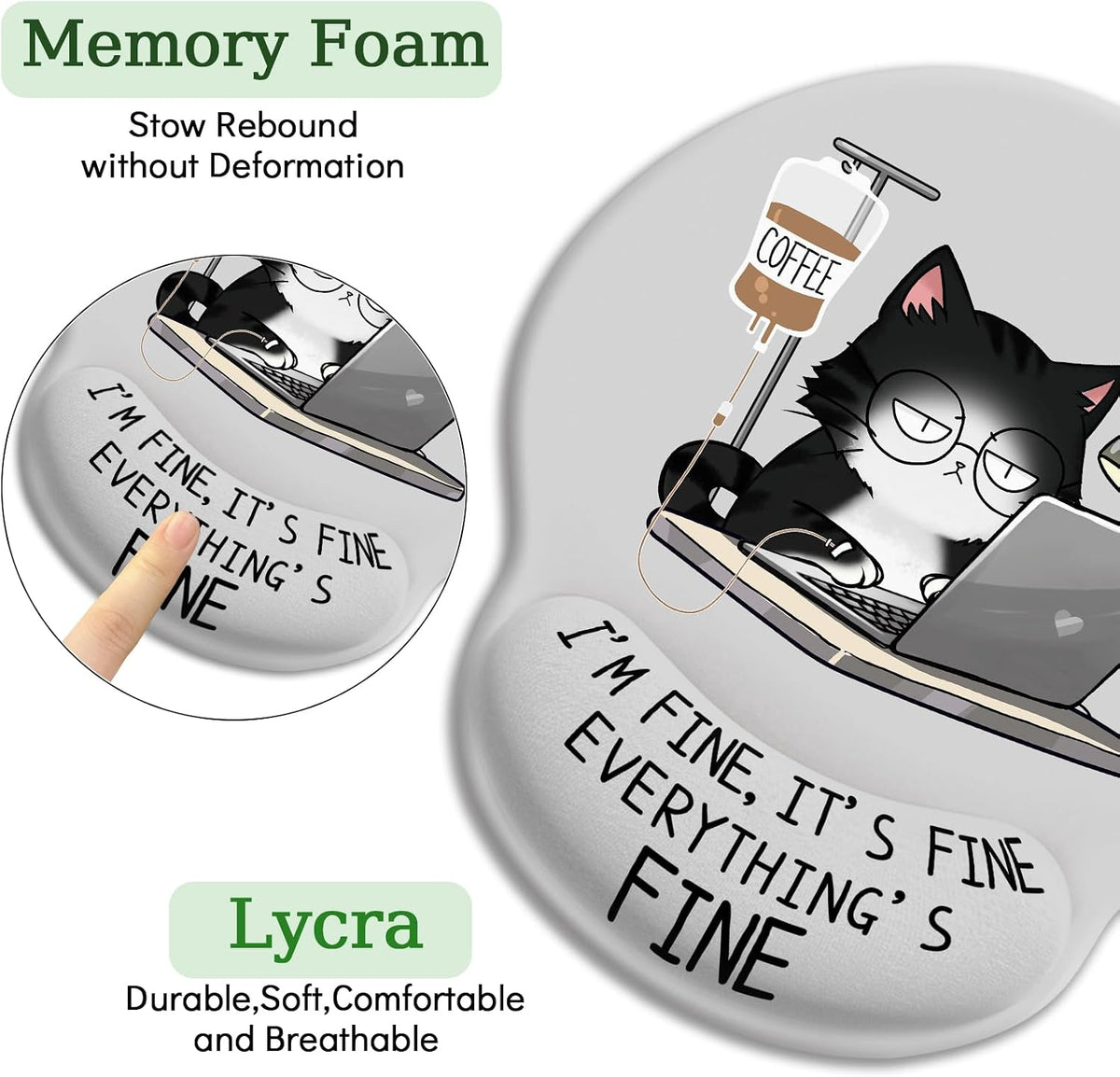 Funny Ergonomic Mouse Pad with Wrist Rest, Cat Desk Decor Gifts - Colors A