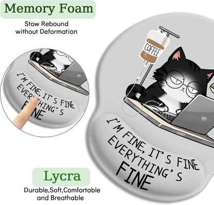 Funny Ergonomic Mouse Pad with Wrist Rest, Cat Desk Decor Gifts - Colors A