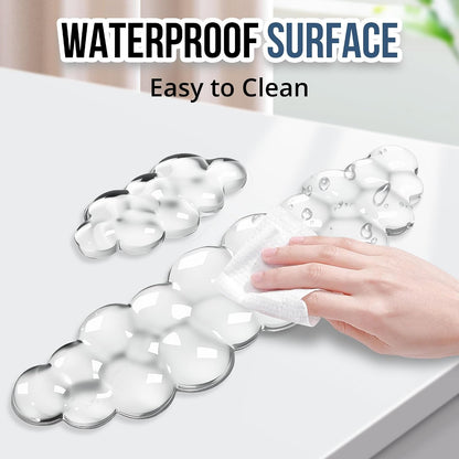 Keyboard Wrist Rest Set — Ergonomic Cloud Gel Wrist Rest Keyboard and Mouse Pad, Non-Slip Desk Accessories for Office and Home（White）