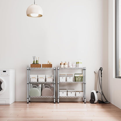 M MZG 450 lbs Steel Storage Shelving 3-Tier Utility Shelving Unit Steel Organizer Wire Rack for Home,Kitchen,Office (11.8" D x 17.7" W x 26.3" H) - Colors A