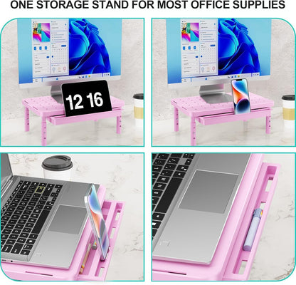 WALI Monitor Stand Riser with Drawer, Desk Organizers and Accessories for Computer, Printer, Laptop Stand for Home Office Supplies, (PTT005-B), 1 Pack, Black