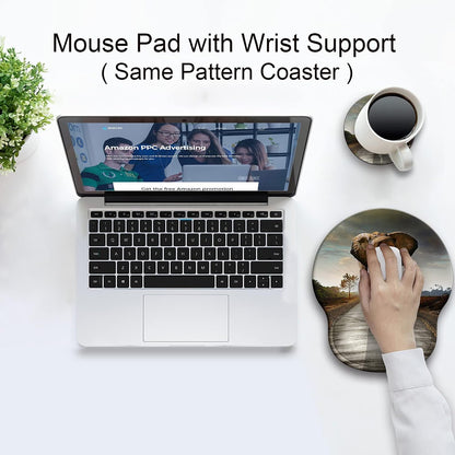 Ergonomic Mouse Pad with Wrist Support Rest,Large Mousepad Gel Wrist Rest, with Coaster Non-Slip & Pain Relief for Computer, Desk, Home&Office-Beach - Colors B