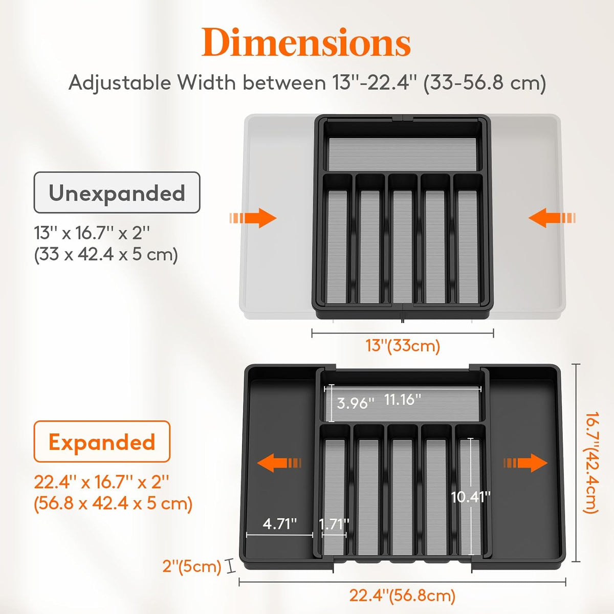 Expandable Silverware Drawer Organizer, Kitchen Utensil Tray