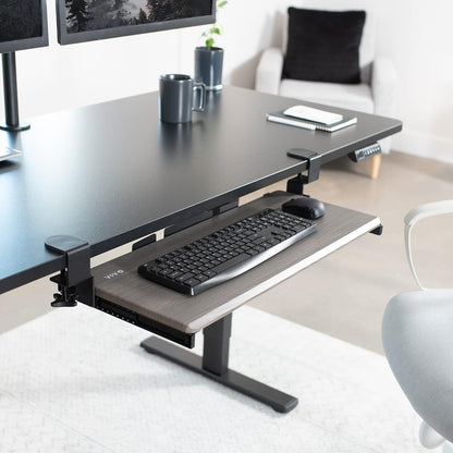 VIVO Extra Long Clamp-on Computer Keyboard and Mouse Under Desk Slider Tray, 34 x 11 inch Pull Out Platform Drawer, Black, MOUNT-KB15EB