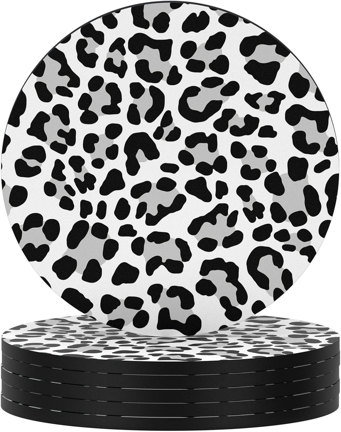Nipichsha Coasters for Drinks, Set of 6 Cute Absorbent Rubber Drink Coasters for Cup with Non Slip Backing, Kitchen Home Decor Housewarming Gift, Round 4 in, Work Hard