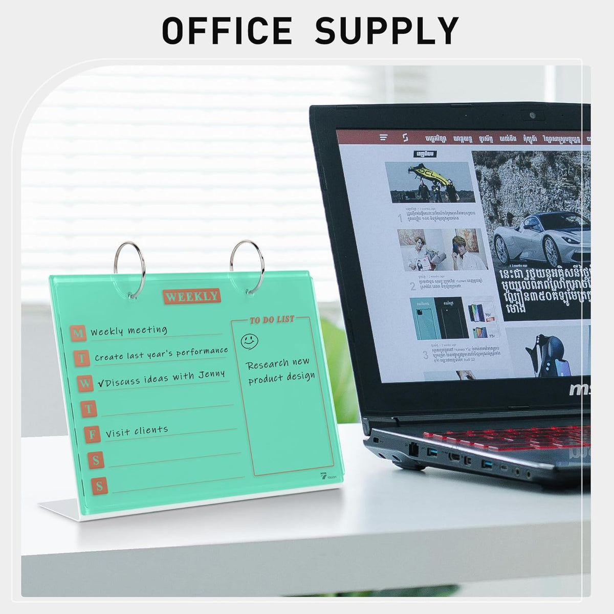 Small Glass Desktop Whiteboard Dry-Erase, Mini Pure Glass Whiteboard Stand