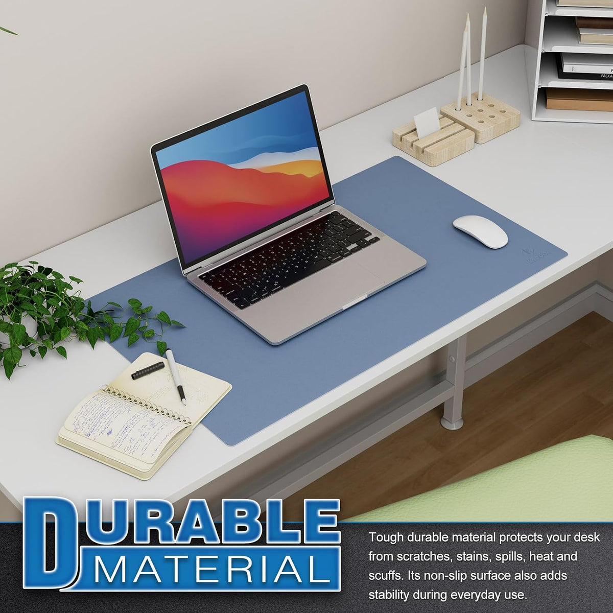 K KNODEL Large Office Leather Desk Mat, Mouse and Keyboard Pad, Computer and Laptop Mat, Desktop Protector and Cover, Writing Pad and Blotter (31.5"x15.7", Black)