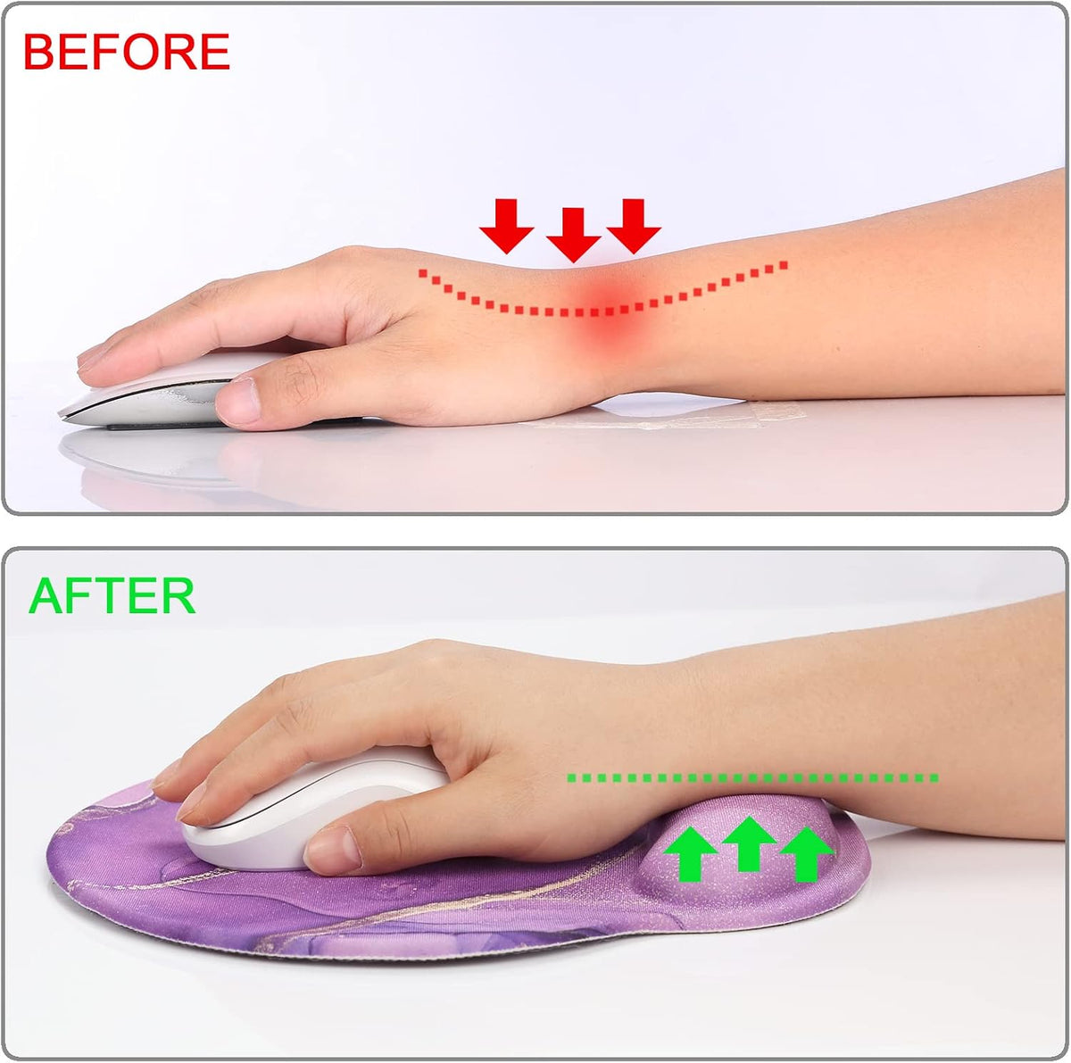 Ergonomic Mouse Pad with Wrist Support Rest,Large Mousepad Gel Wrist Rest, with Coaster Non-Slip & Pain Relief for Computer, Desk, Home&Office-Beach - Colors B
