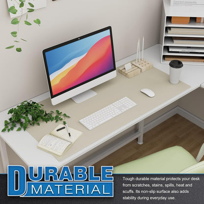 K KNODEL Large Office Leather Desk Mat, Mouse and Keyboard Pad, Computer and Laptop Mat, Desktop Protector and Cover, Writing Pad and Blotter (31.5"x15.7", Black)