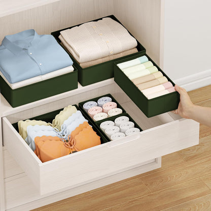 Drawer Organizer Clothes, Dresser Organizer, Foldable Closet Organizers and Storage, Fabric Dresser Bins, Drawer Dividers for Nursery, Baby Clothes, Underwears, Sock (Beige)