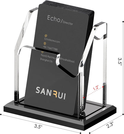 Black Business Card Holder for Desk 1 Slot Clear Acrylic Horizontal