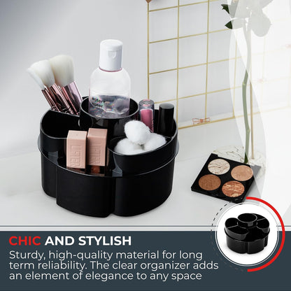 Masirs 360 Rotating Makeup Organizer Countertop - Adjustable Shelf Height - The Perfect Round Spinning Cosmetic Organizer for Bedroom Dresser or Vanity Countertop Storage (Clear)