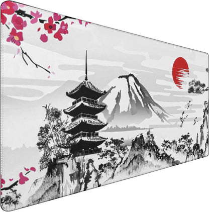 31.5" x 15.7" Waterproof Fabric Desk Pad, Rubber Anti-Slip Base, Stitched Edges No Curling, Fits Laptop Keyboard and Mouse, Smooth Office Mat Large Mouse Pad for Work Game, Black