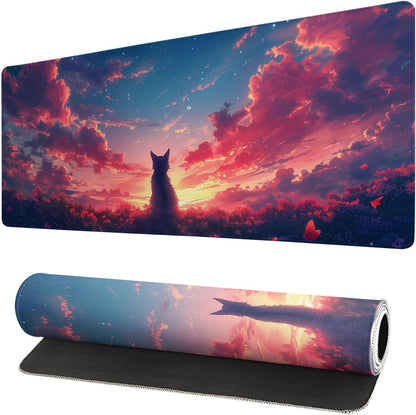 Japanese Mouse Pad, Large Japanese Desk Mat, XL Anime Gaming Keyboard Mat, Non-Slip Rubber Base, Big Extended Desk Protector for Home Office, 31.5”x11.8”