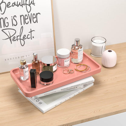 Small Bathroom Vanity Tray for Countertop Makeup Perfume Jewelry Decor Candle Keys, Small Black Kitchen Tray for Soap Dispenser Spice Bamboo Toilet Tray 7.9" L x 4" W x 0.79" H