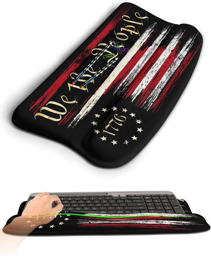 Ergonomic Wave Wrist Rest with Keyboard Stand, Cushioned Palm Rest, Comfortable Integrated Memory Foam for Natural Typing and Relieve Wrist Pain, Dark Night Black