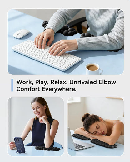 Laborio Elbow Pad for Desk, 2-Pack L-Shaped Desk Edge Arm Rest Cloud Wrist Rest, Non-Slip Memory Foam Wrist Pads, Black Wrist Support for Keyboard, Mouse, Laptop