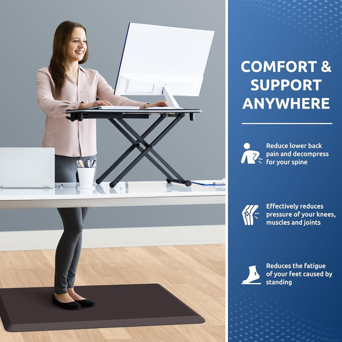 KitchenClouds Kitchen Mat Cushioned Anti Fatigue Rug 17.3"x28" Water Resistant, Non Slip, Standing and Comfort Desk/Floor Mats for House Sink Office (Black)
