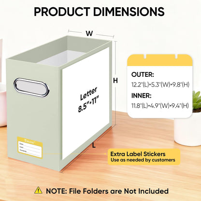 BALEINE File Organizer Box, Cardboard File Folder Organizer with Handle for Letter Size, Portable Collapsible Hanging Filing Box for Home Office Document Storage (2 Pack, Black)