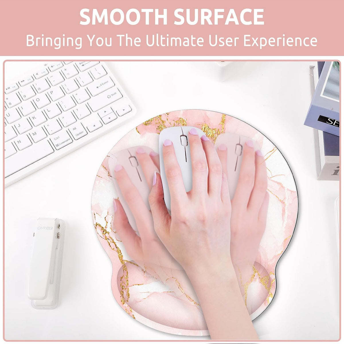 KONVINIT Ergonomic Mouse Pad with Wrist Rest, Small Mousepad with Non-Slip Rubber Base and Smooth Surface, Beach Mouse Pads for Desk, Office Desk Accessories